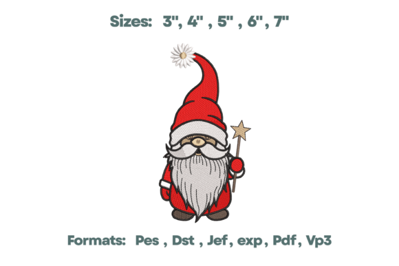 Enchanting Magic Star Wand Gnome Embroidery Design for Holiday Crafts