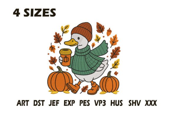 Fall Duck Pumpkin Embroidery