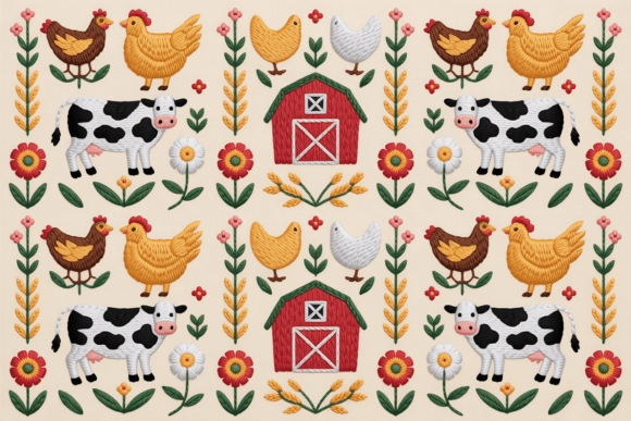 Farmhouse Stitched Embroidery Pattern