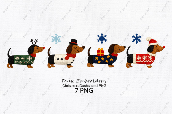 Faux Embroidery Christmas Dachshund PNG Review for Etsy Sellers