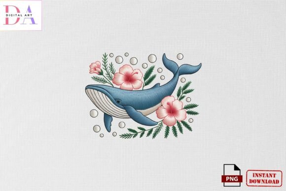 Floral Whale Embroidery Design PNG Review for Handmade Gift Makers