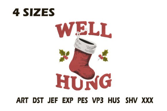 Funny Well Hung Christmas Embroidery