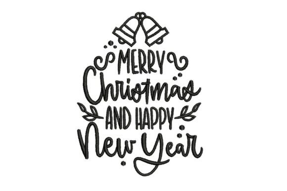 Merry Christmas & Happy New Year Calligraphy Embroidery