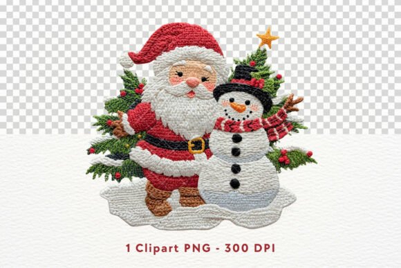 Santa Claus Snowman Christmas Embroidery