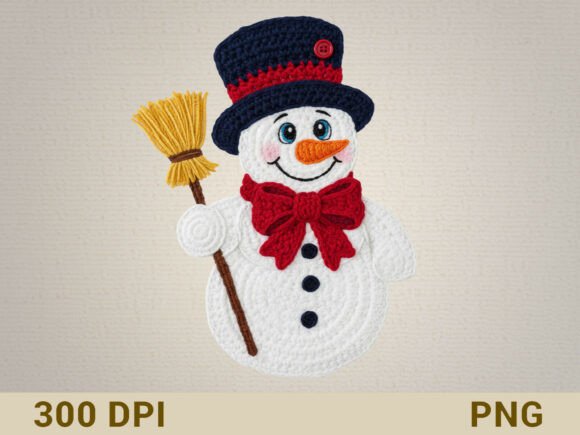 Snowman Embroidery Design with Hat Broom